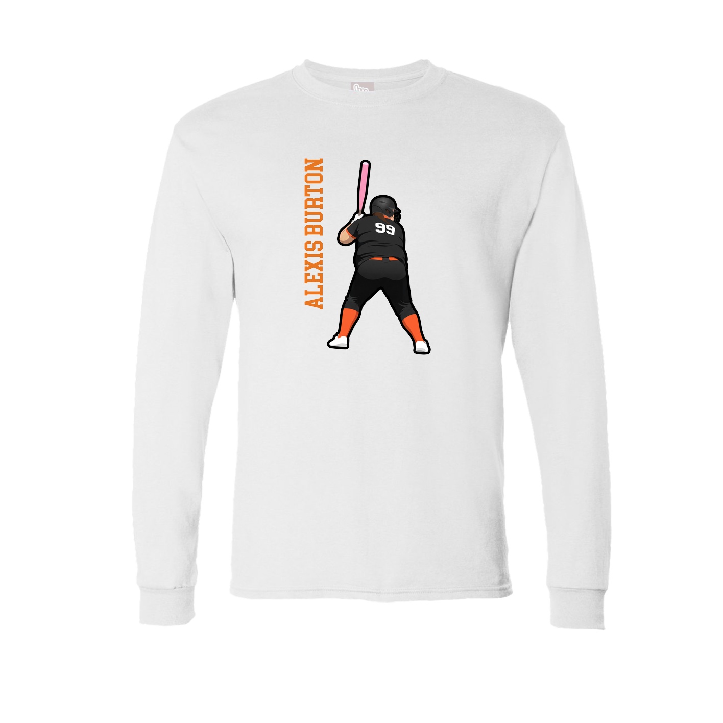 Long Sleeve Tee — Name Vertical in White