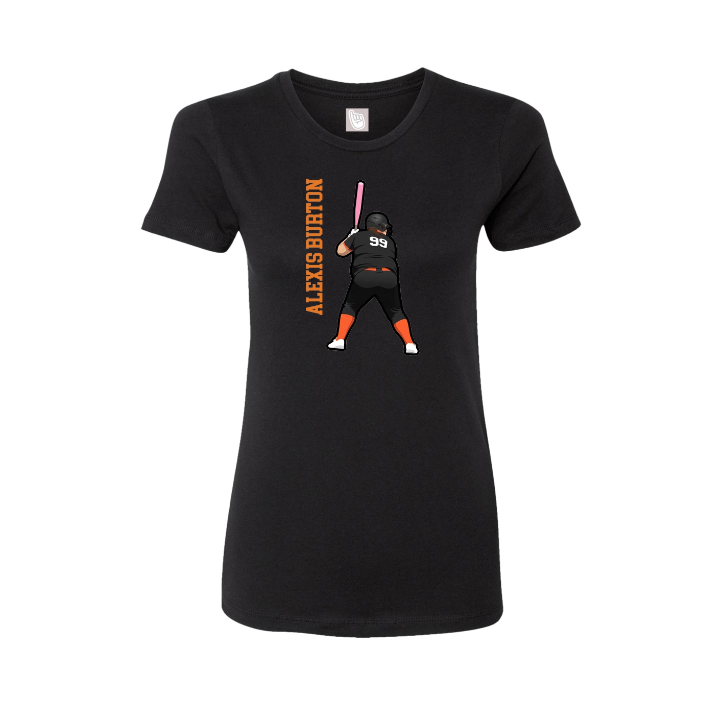 Womens Tee — Name Vertical in Black