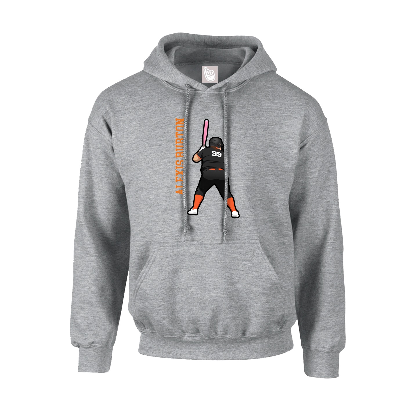 Youth Hoodie — Name Vertical in Grey