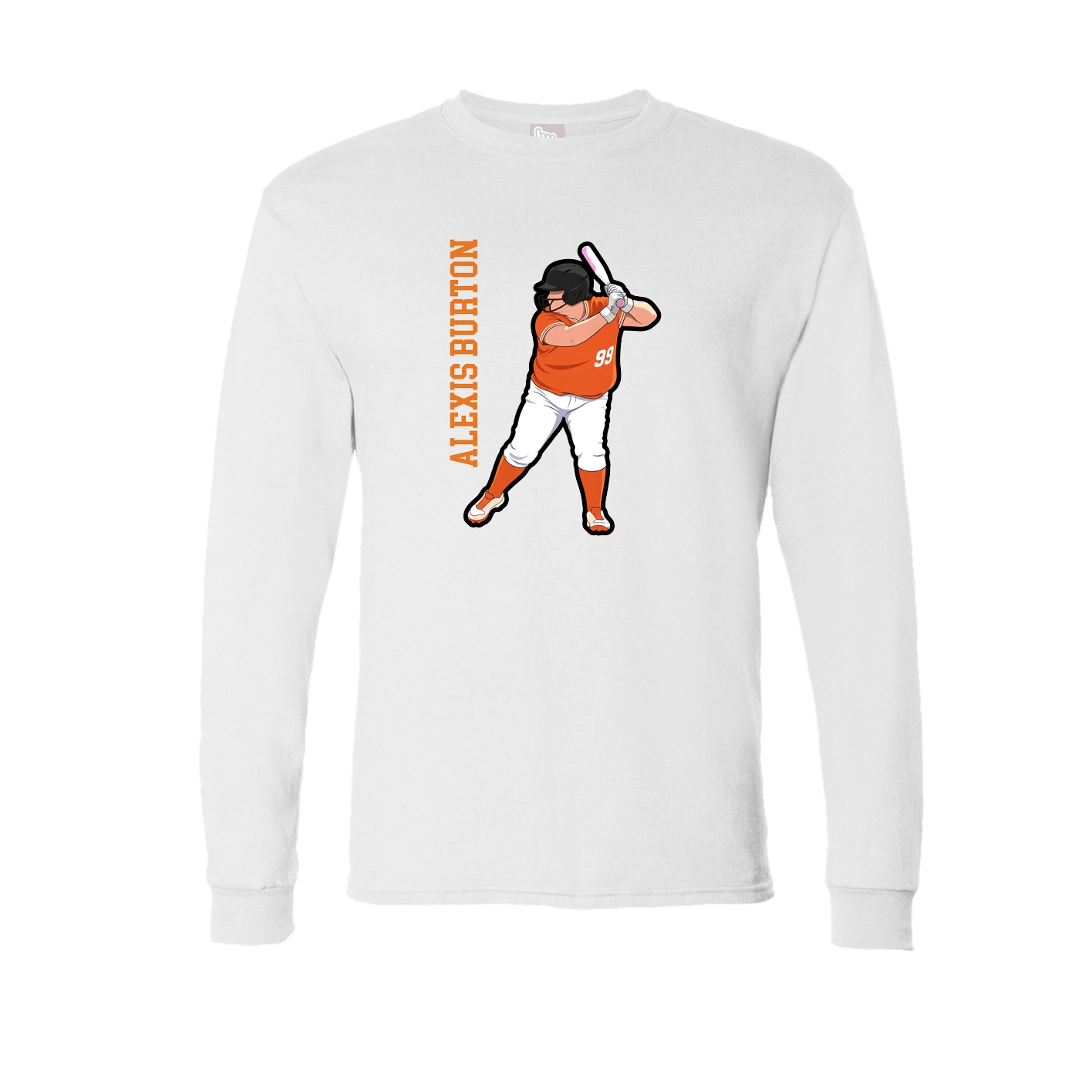 Long Sleeve Tee — Name Vertical in White