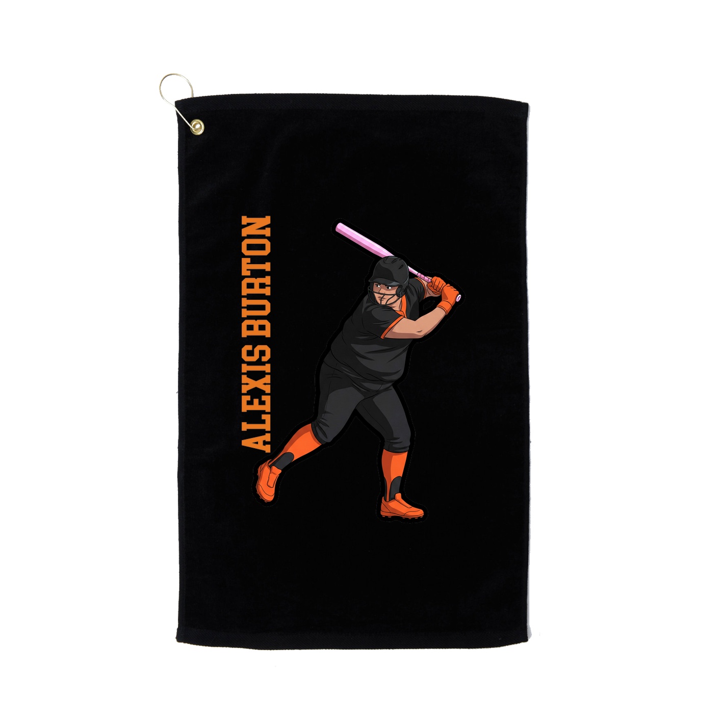 Golf Towel — Name Vertical in Black