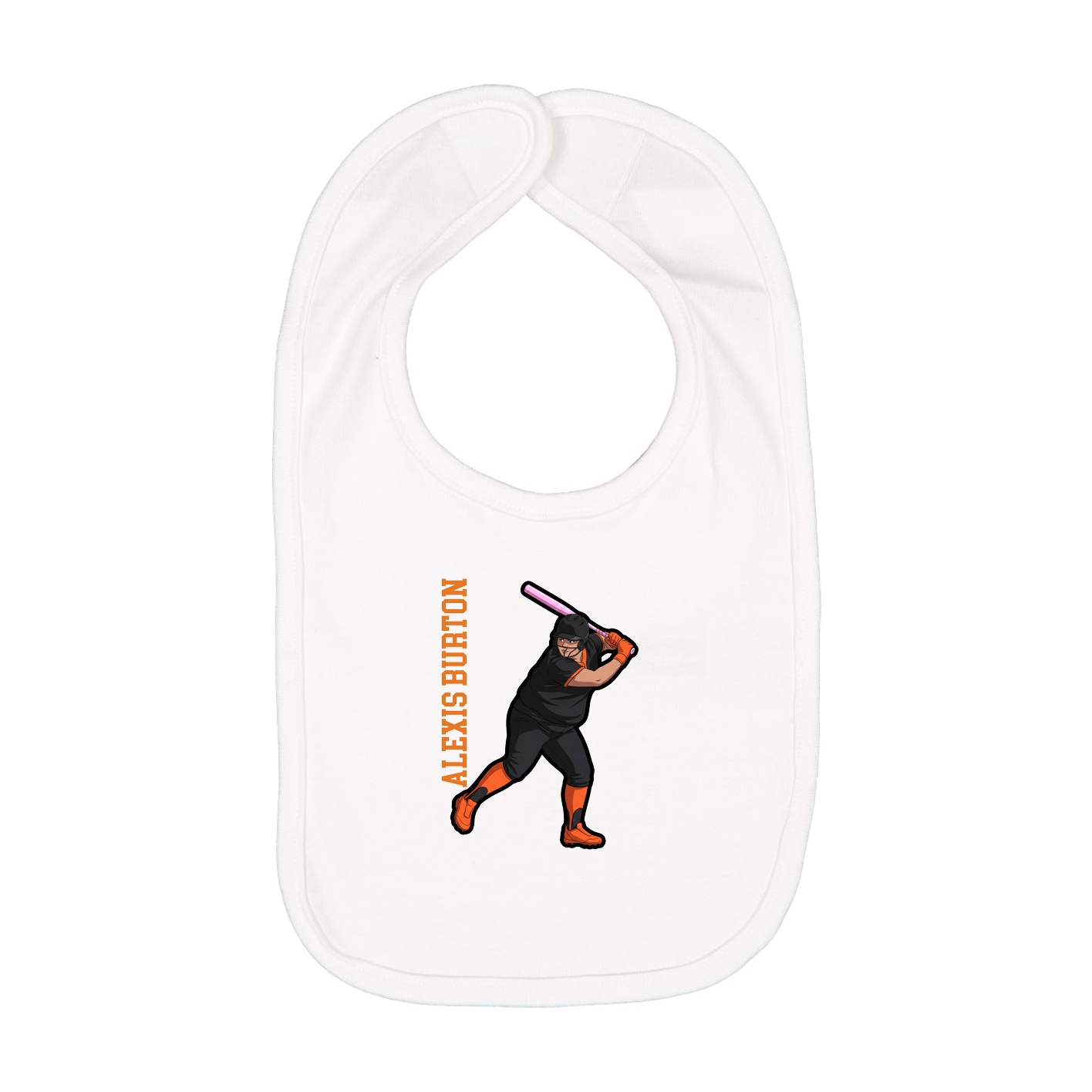Infant Bib — Name Vertical in White
