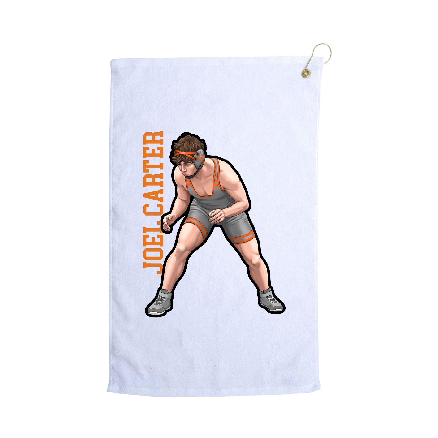 Golf Towel — Name Vertical in White