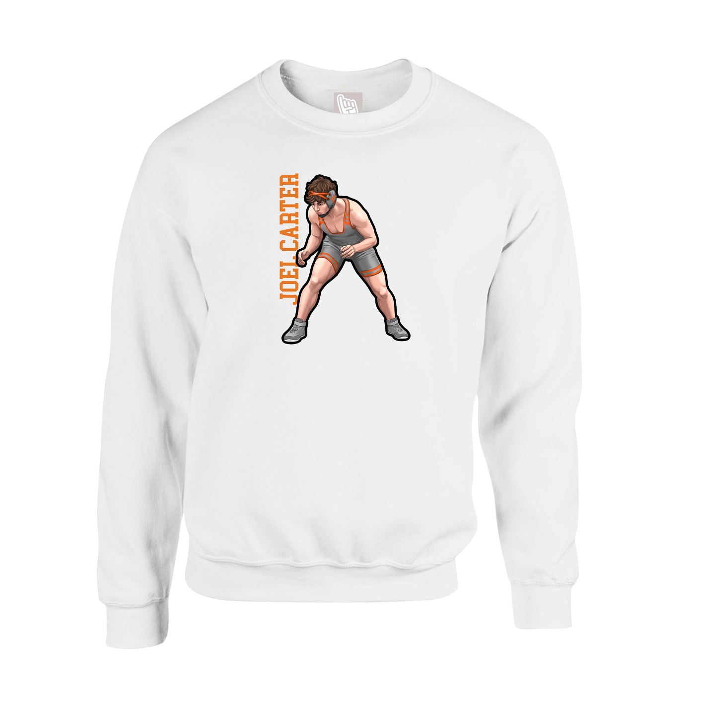Fleece Crew — Name Vertical in White
