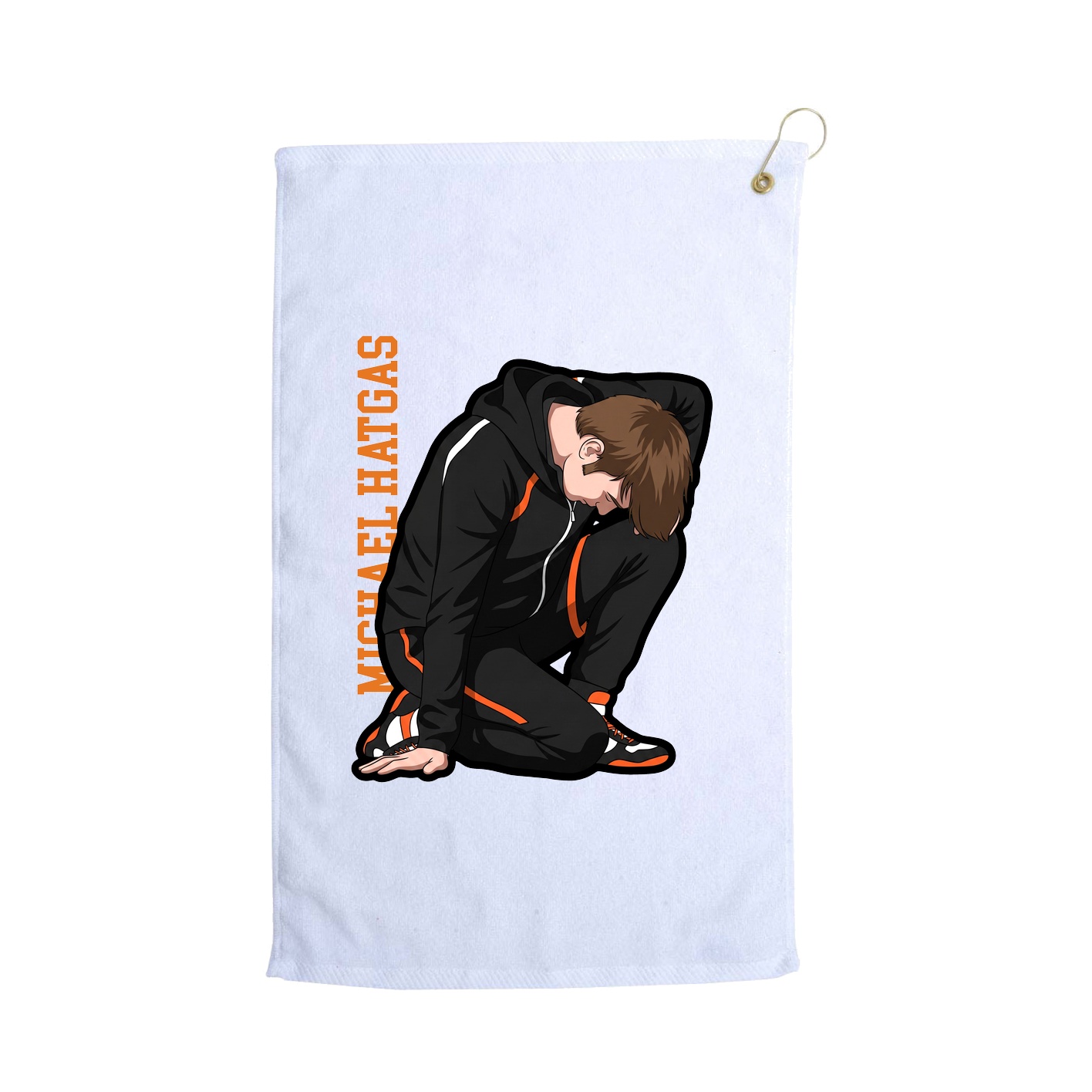 Golf Towel — Name Vertical in White