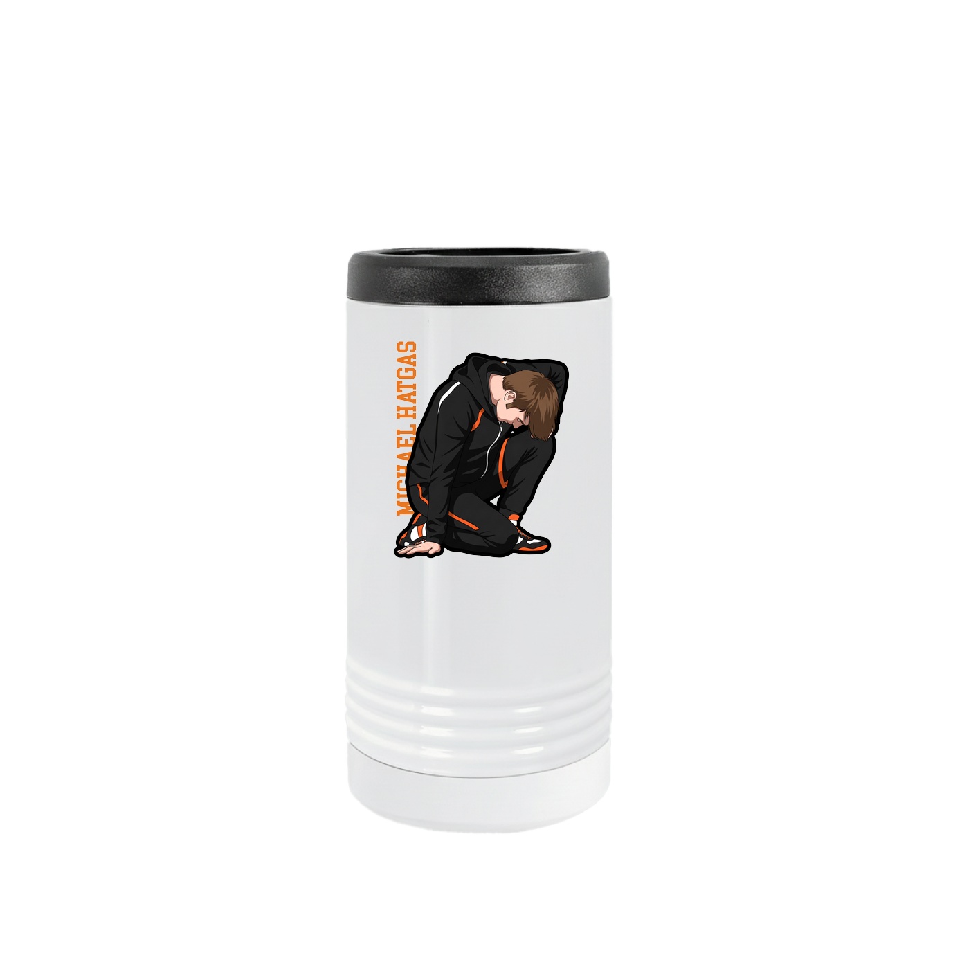 Slim Beverage Holder — Name Vertical in White