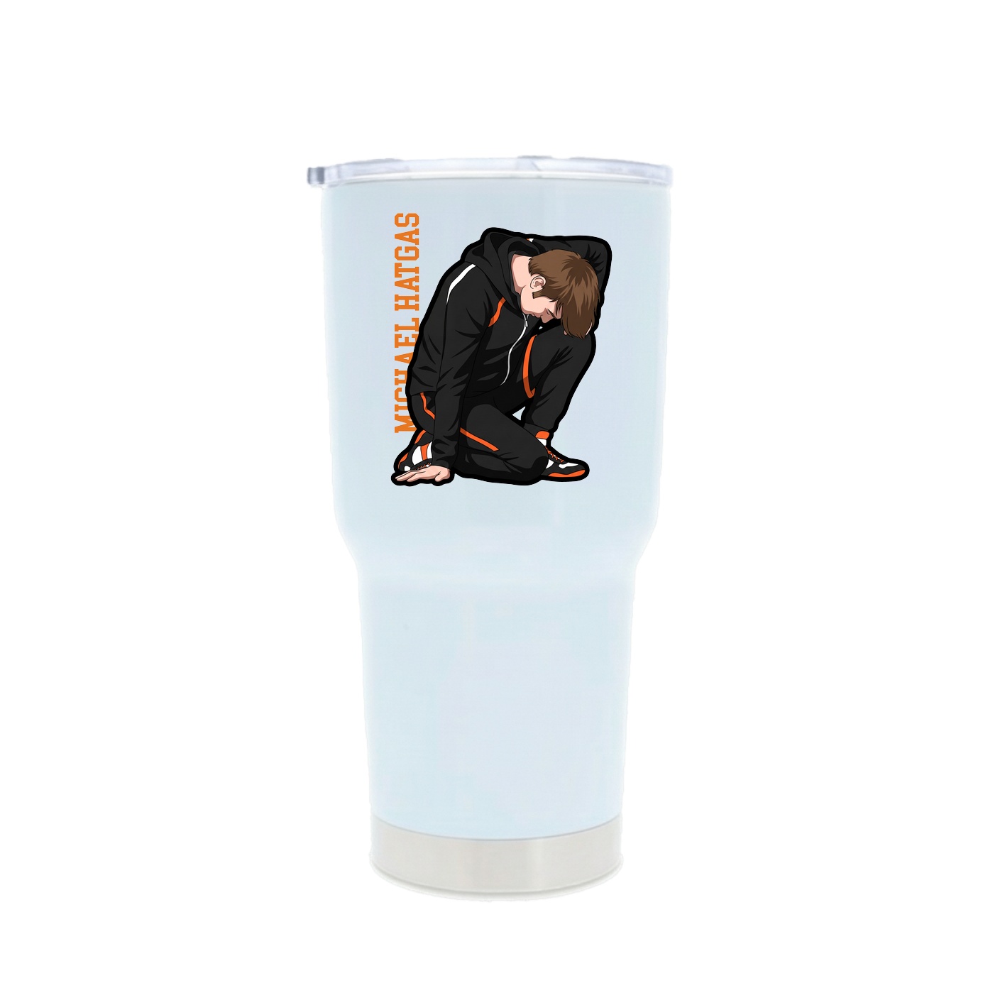30oz Stainless Steel Tumbler — Name Vertical in White
