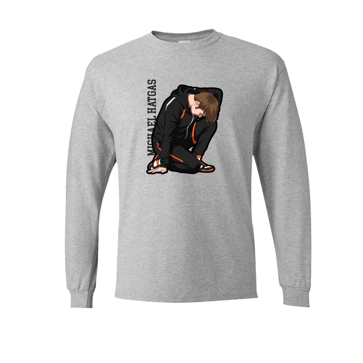 Long Sleeve Tee — Name Vertical in Grey