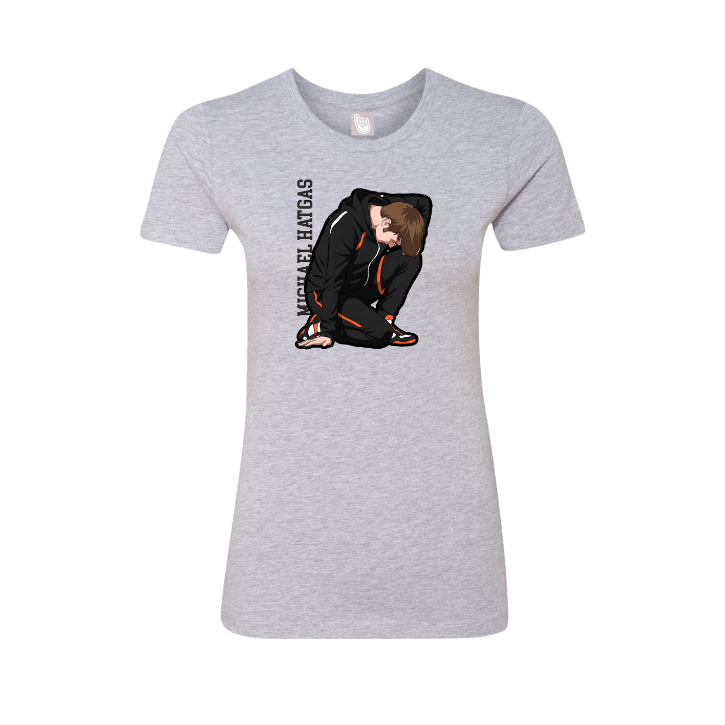 Fitted Women's Tee — Name Vertical in Grey