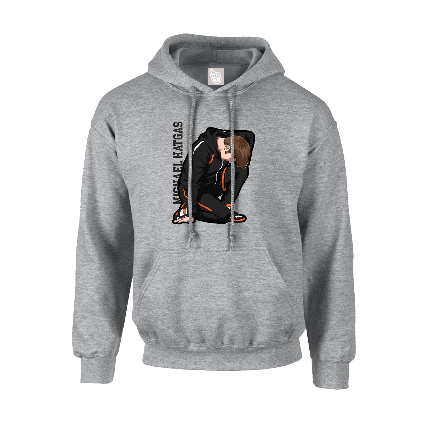 Youth Hoodie — Name Vertical in Grey