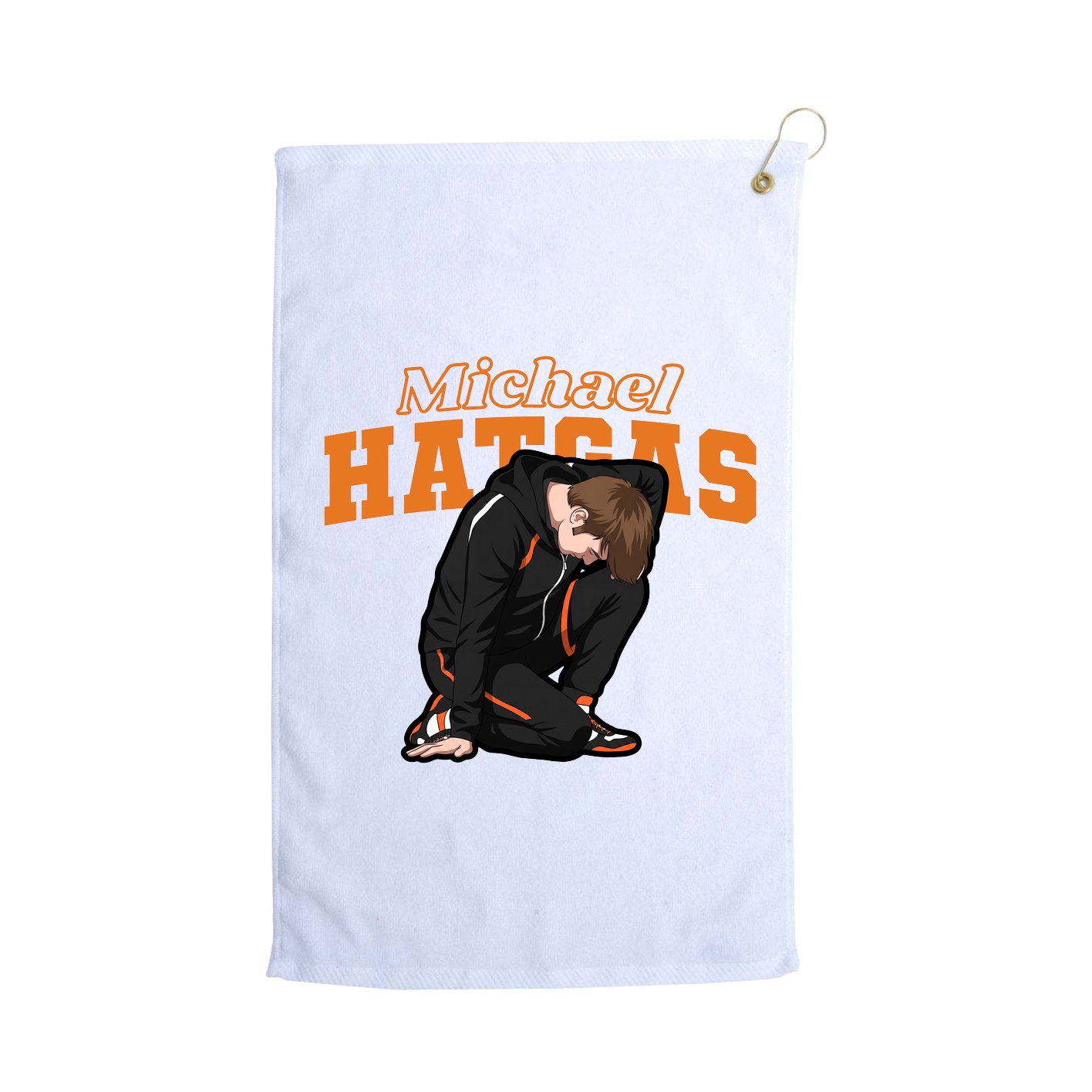Golf Towel — Name Arch in White