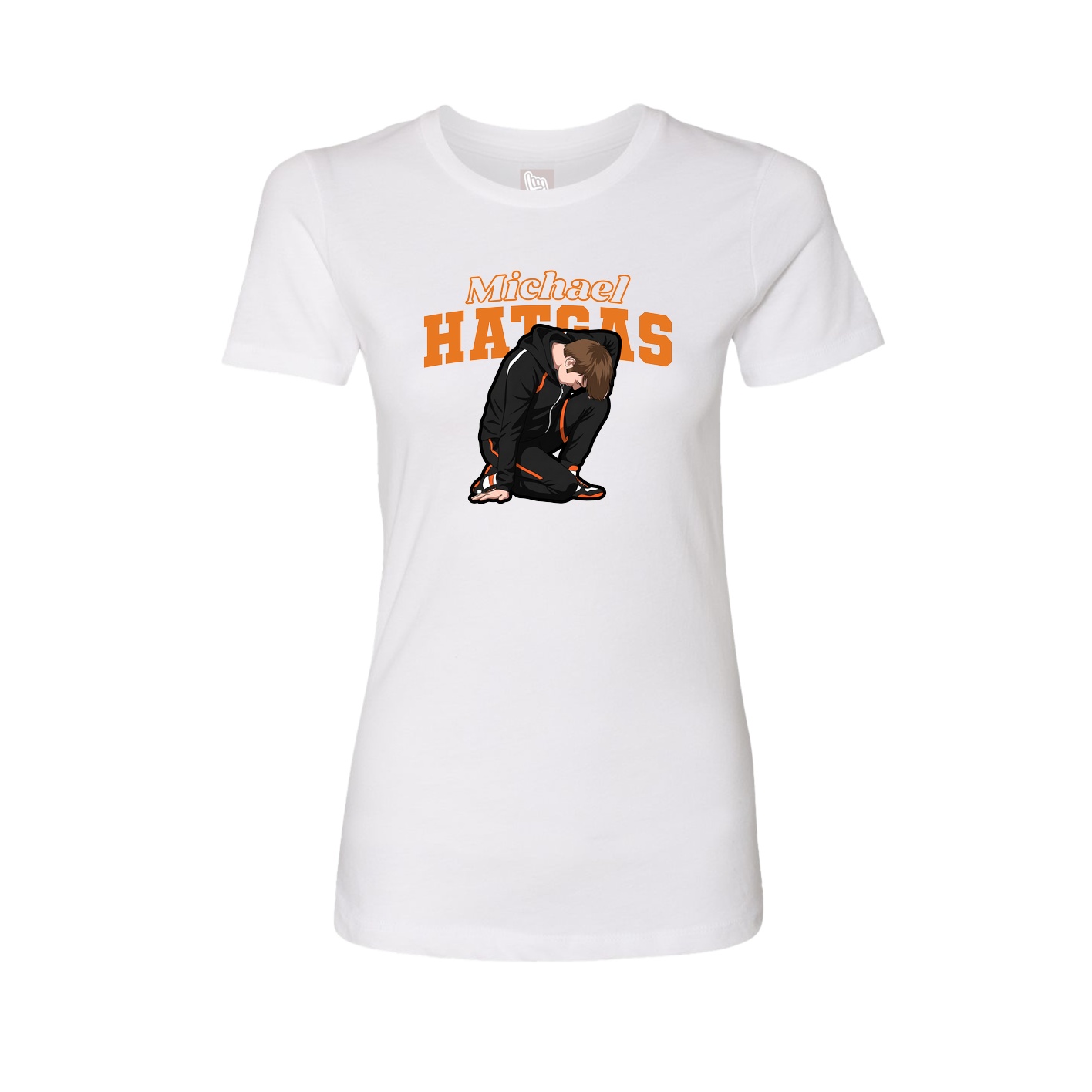 Fitted Women's Tee — Name Arch in White