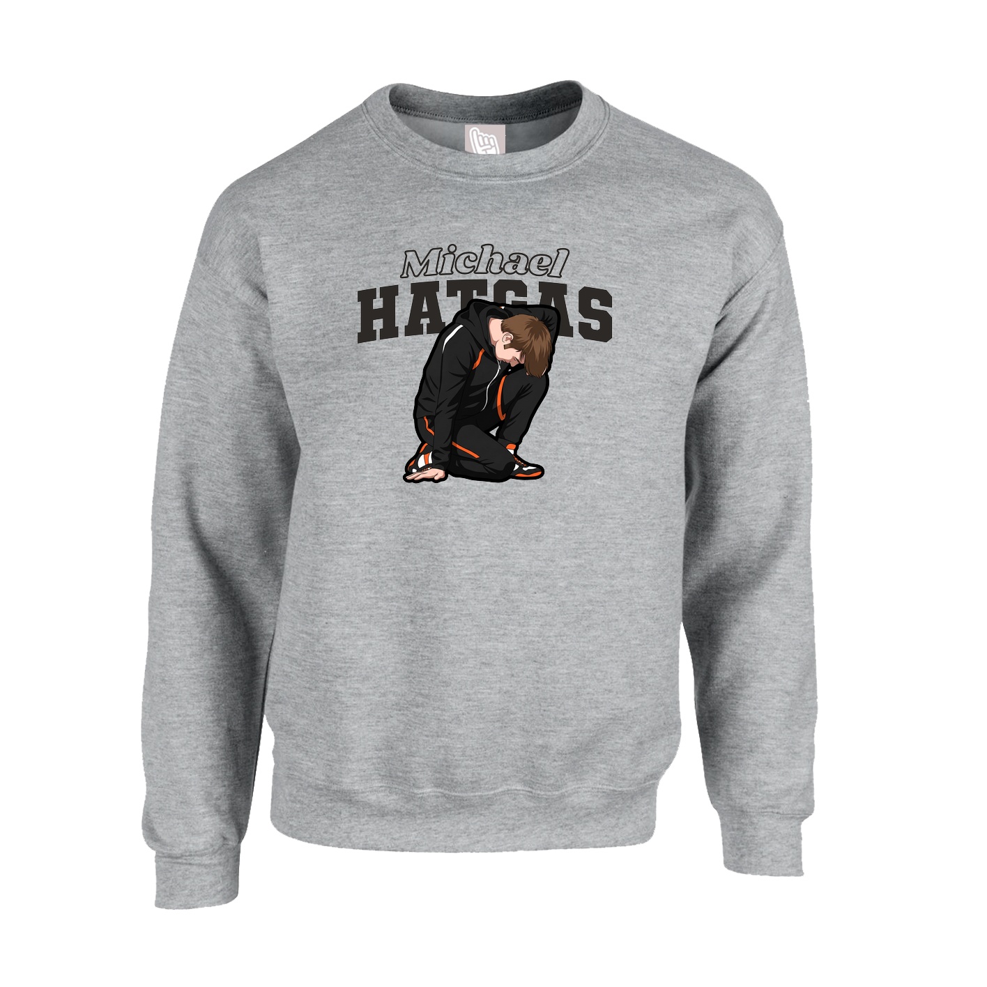 Fleece Crew — Name Arch in Grey