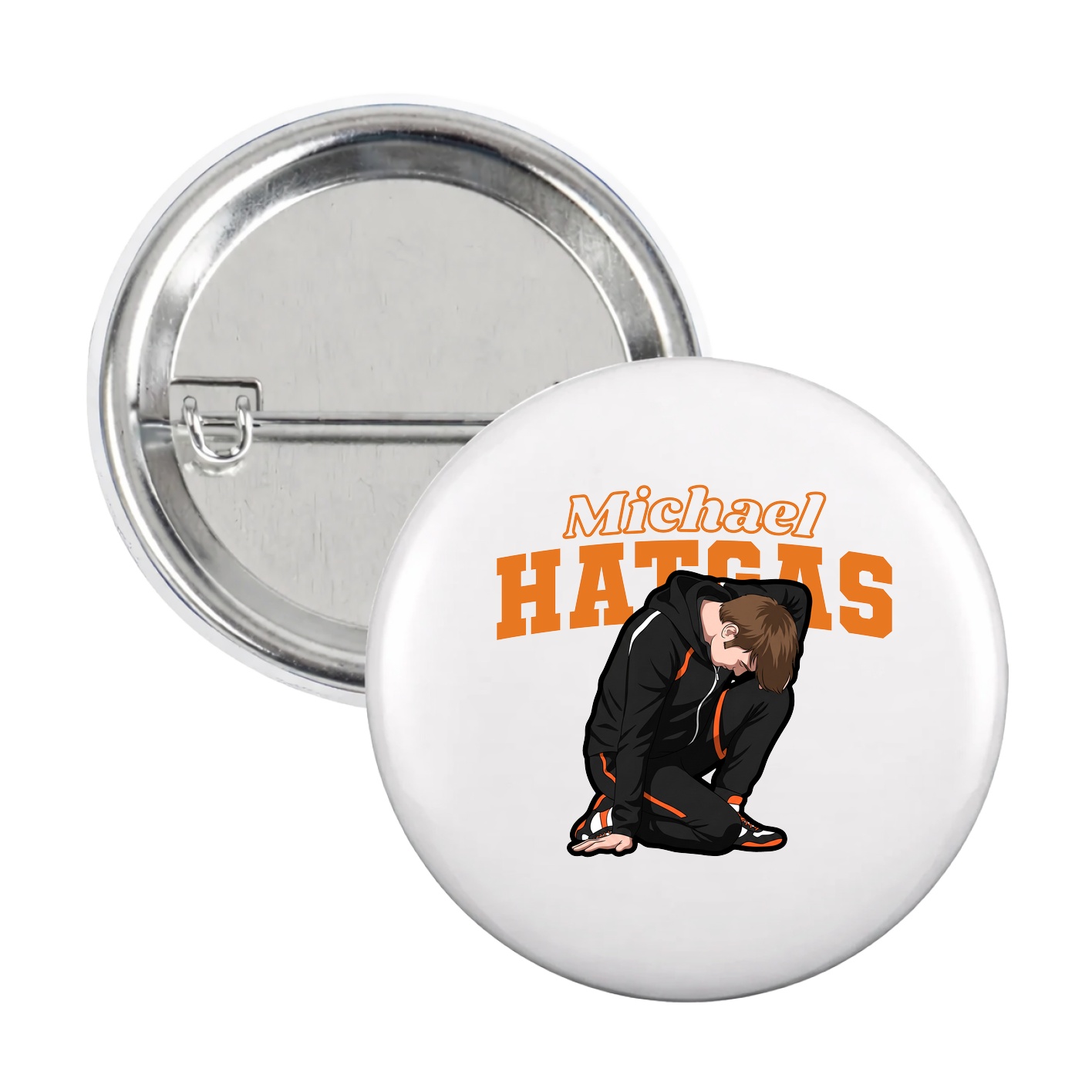 Game Day Button — Name Arch in White