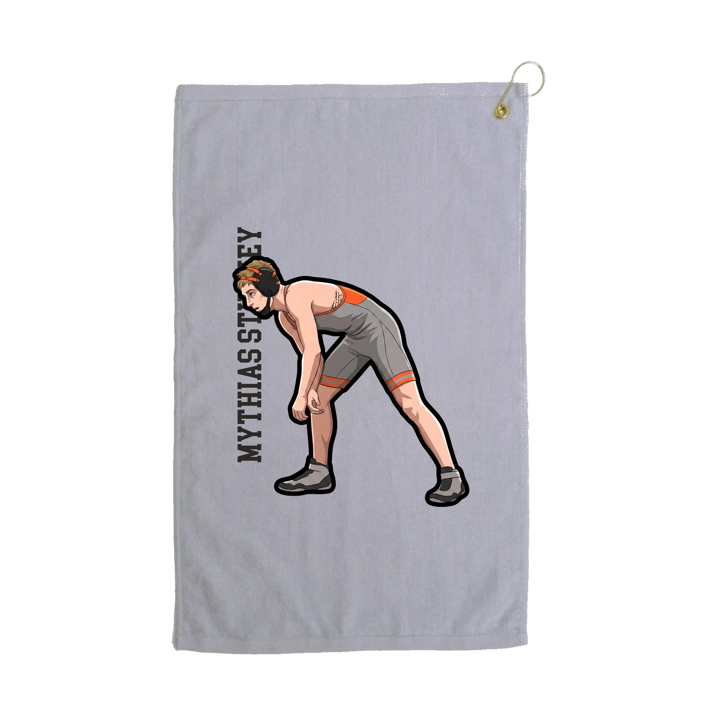 Golf Towel — Name Vertical in Grey