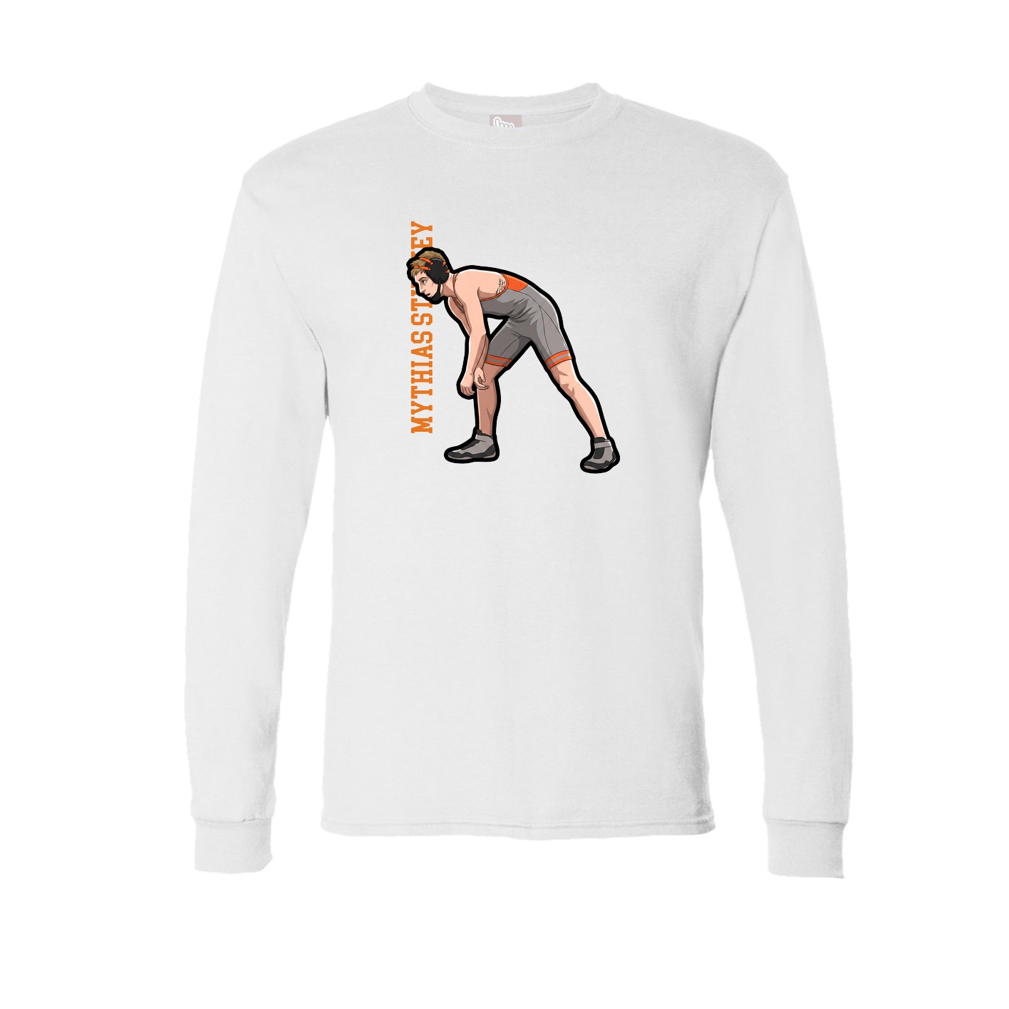 Long Sleeve Tee — Name Vertical in White