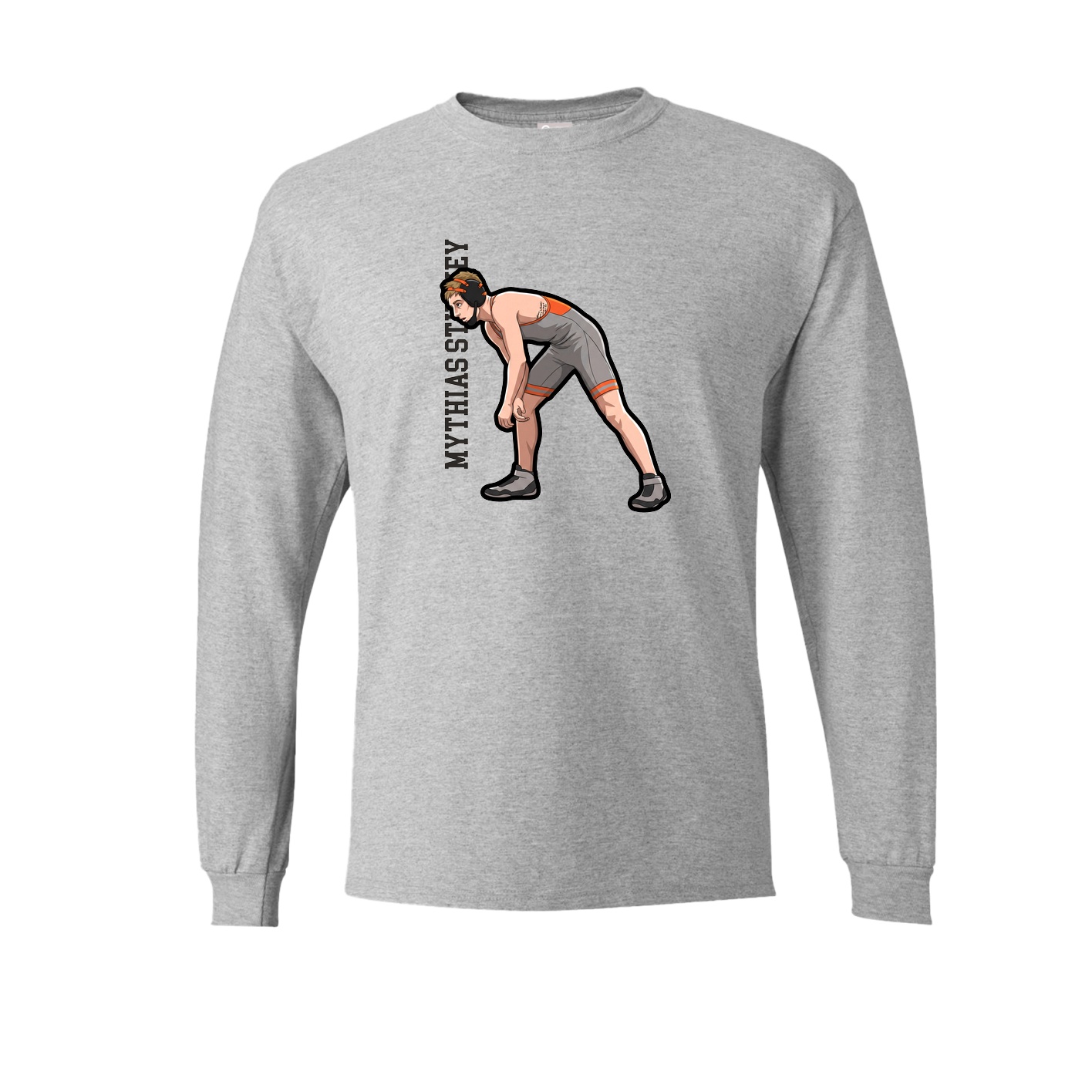 Long Sleeve Tee — Name Vertical in Grey