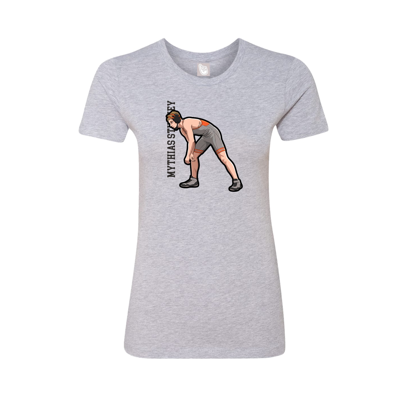 Fitted Women's Tee — Name Vertical in Grey