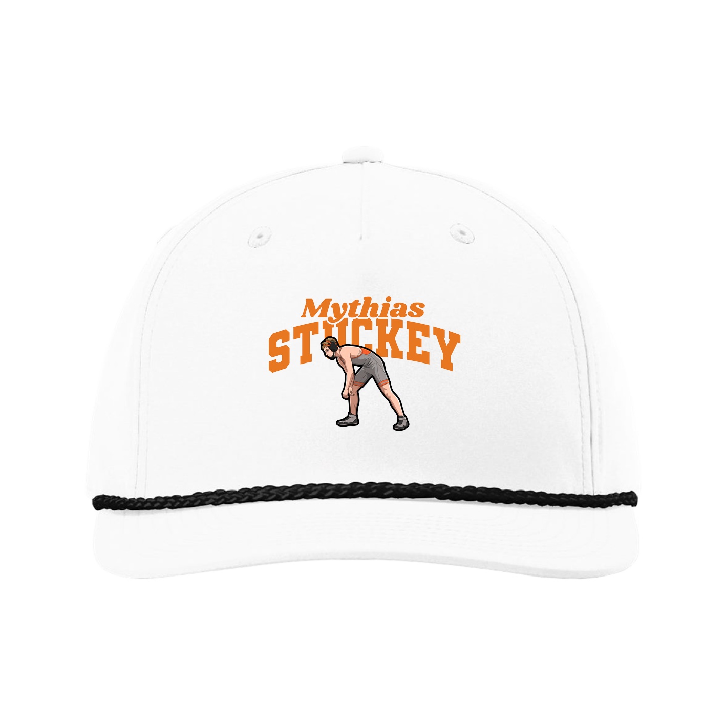 Five-Panel Classic Rope Cap — Signature Arch in White