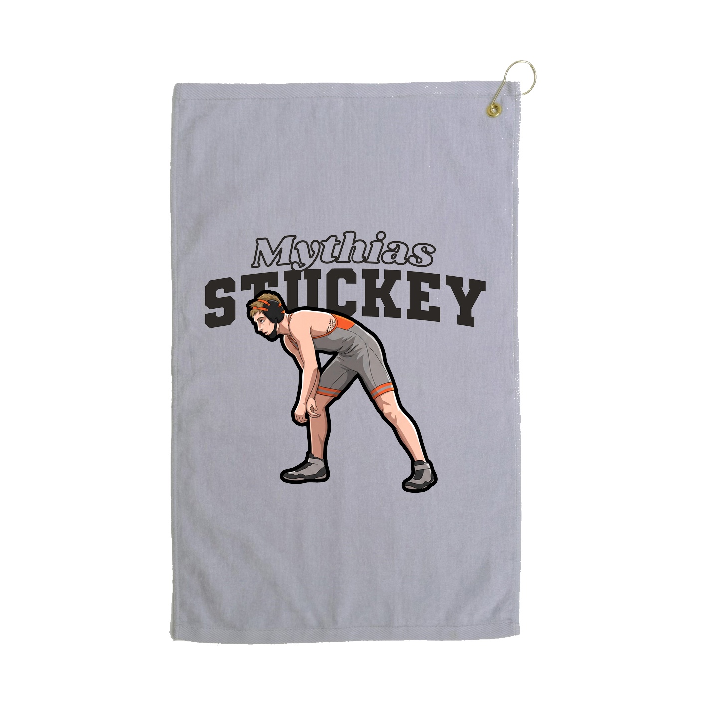 Golf Towel — Name Arch in Grey