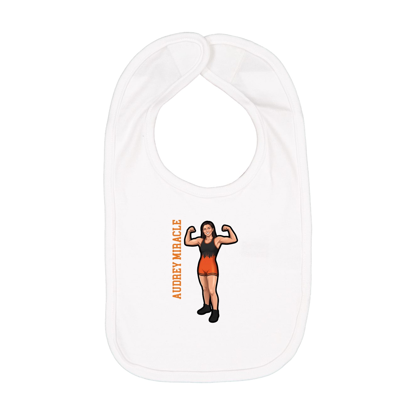 Infant Bib — Name Vertical in White