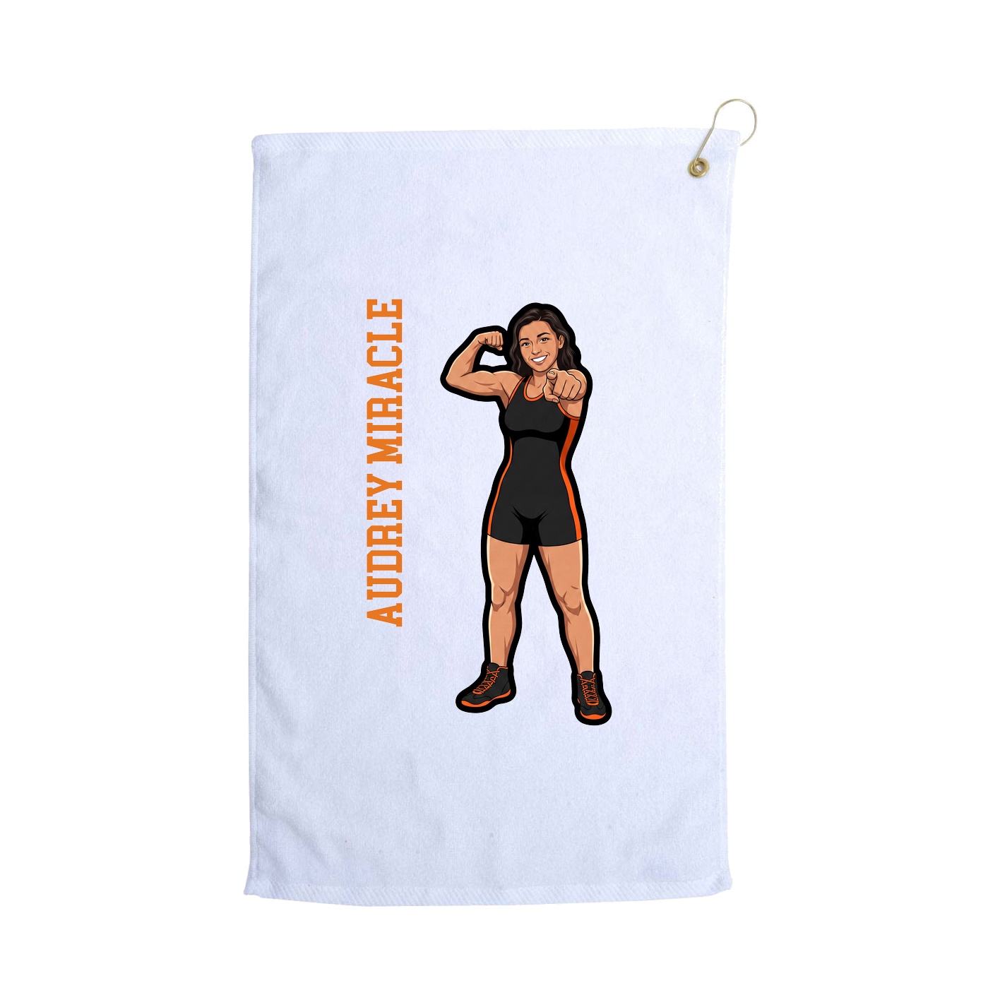 Golf Towel — Name Vertical in White