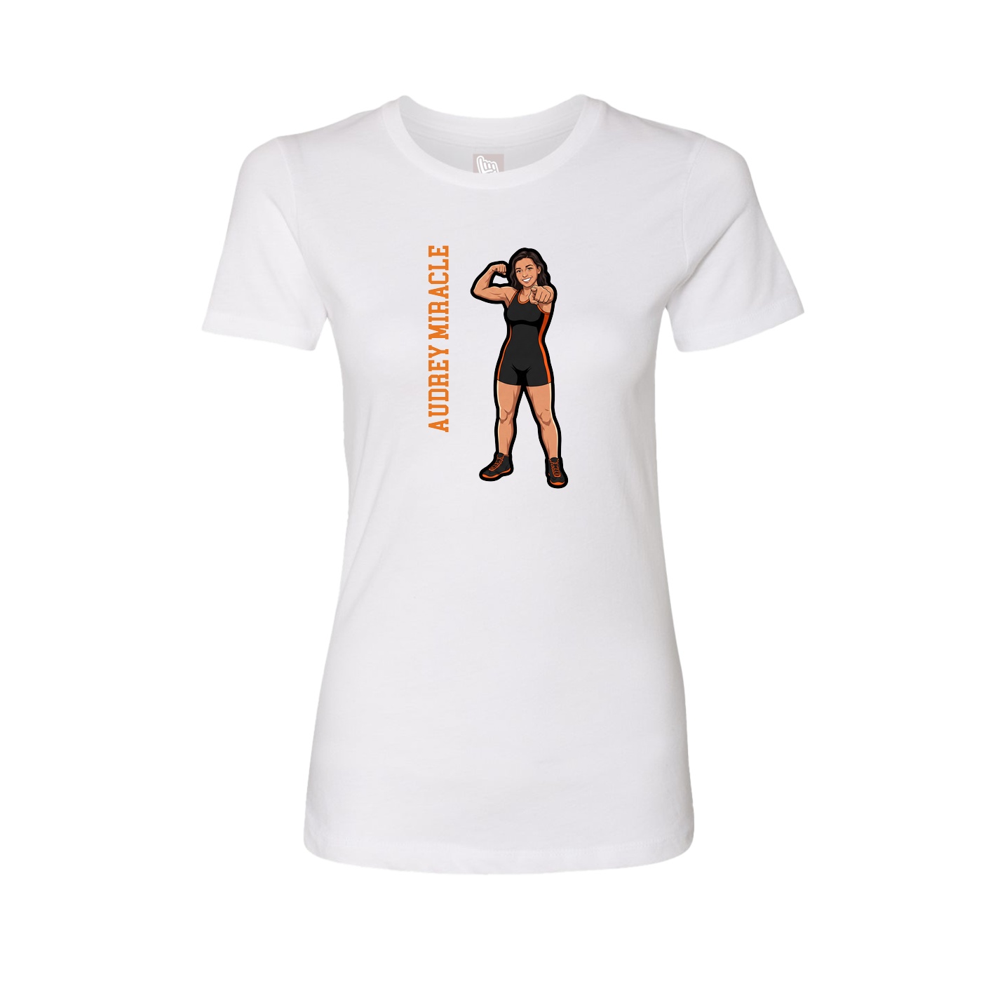 Fitted Women's Tee — Name Vertical in White