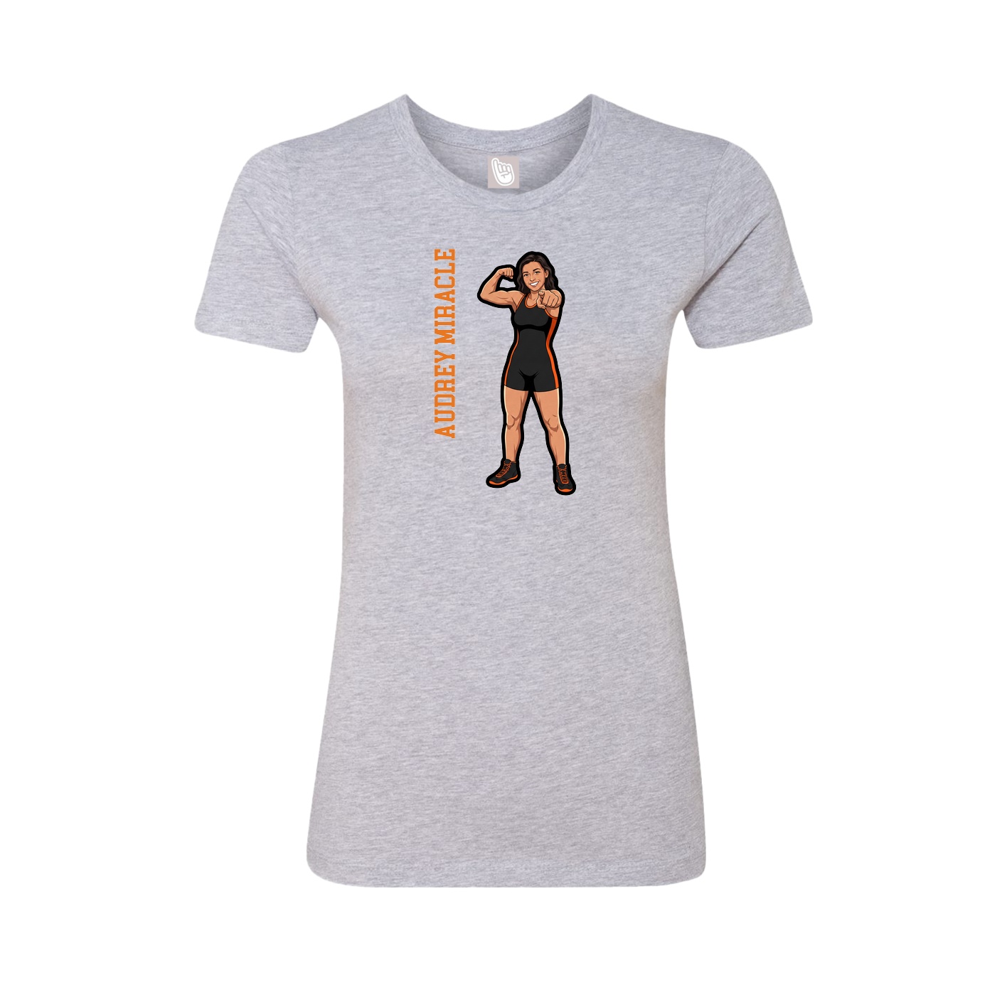 Womens Tee — Name Vertical in Grey
