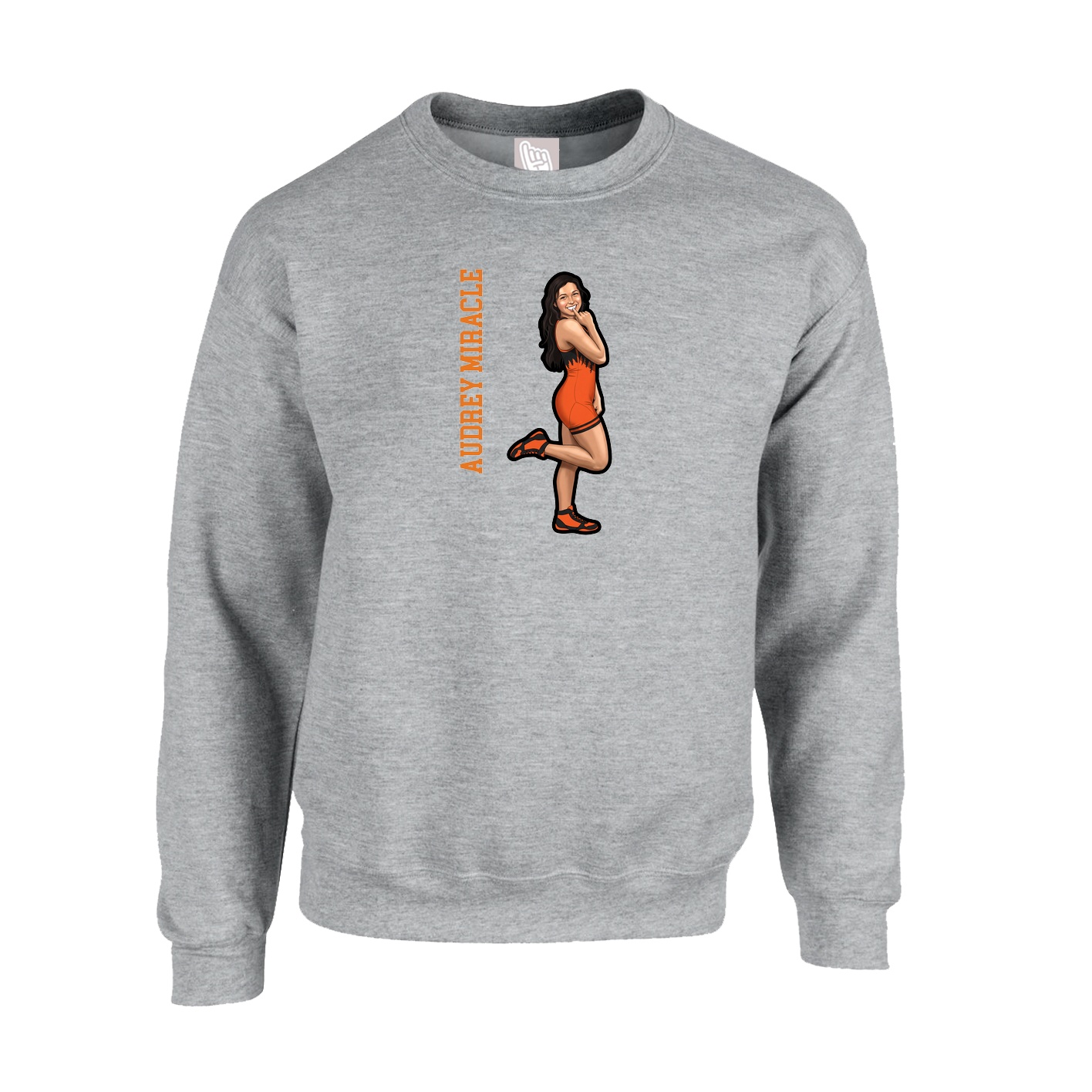 Fleece Crew — Name Vertical in Grey