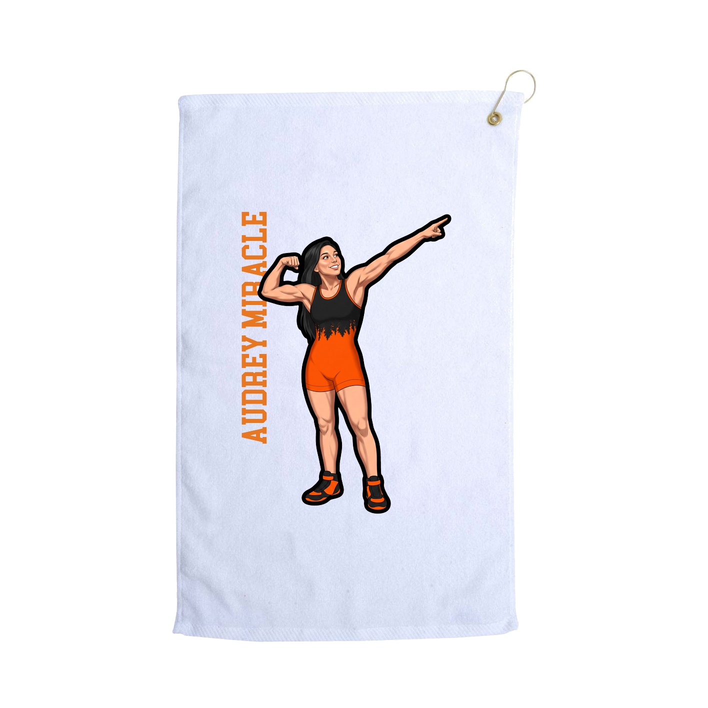 Golf Towel — Name Vertical in White