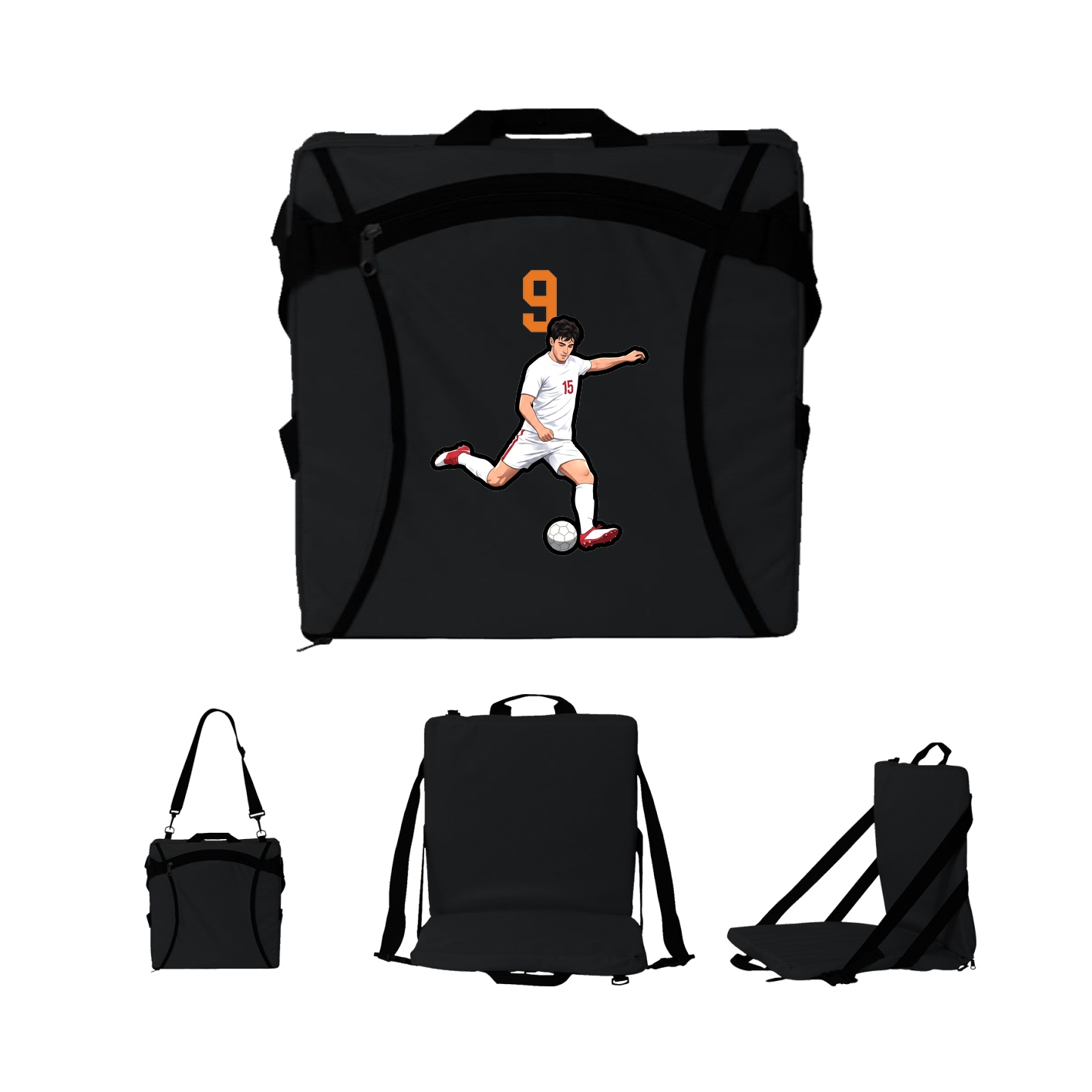 Folding Stadium Seat — Number Top in Black