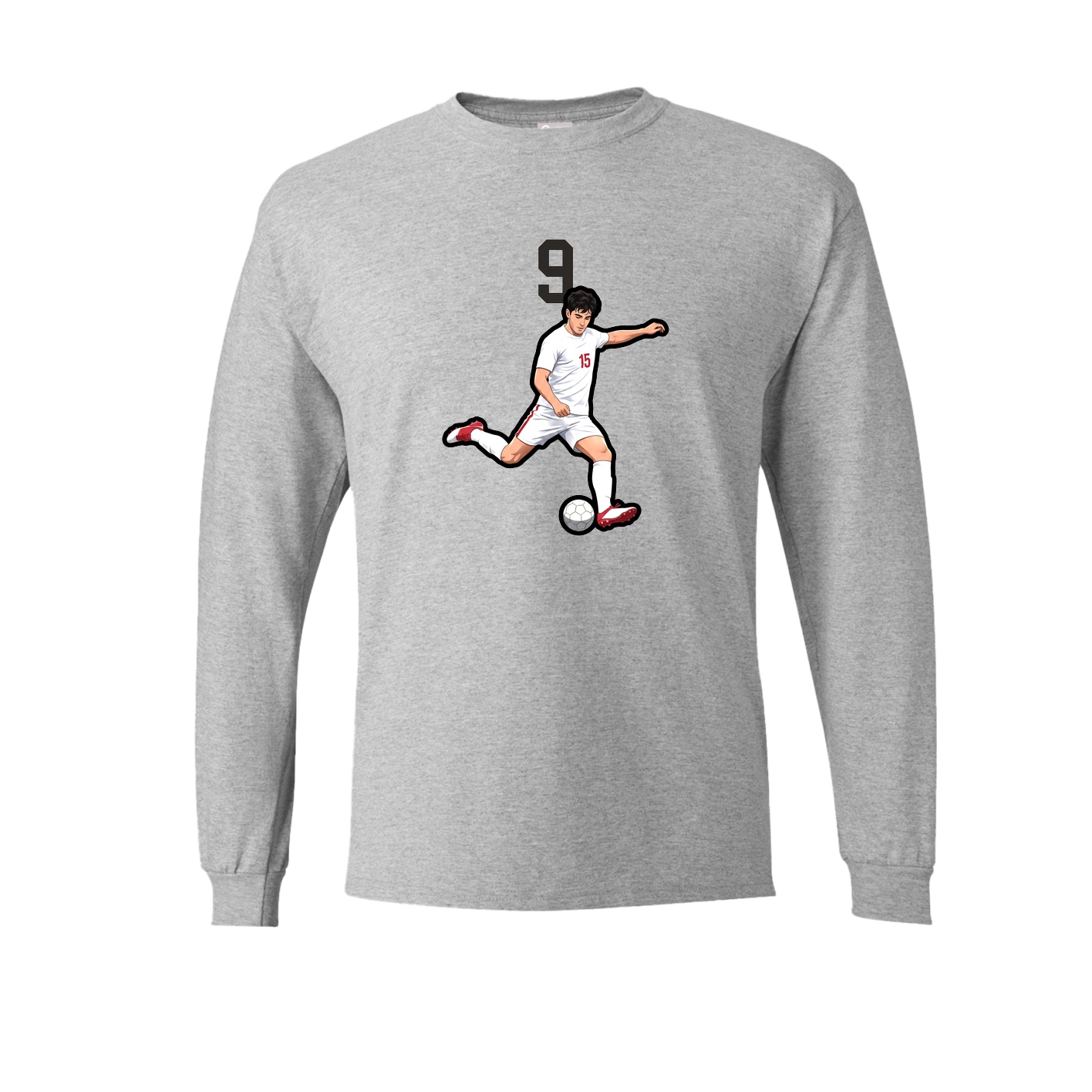 Long Sleeve Tee — Number Top in Grey