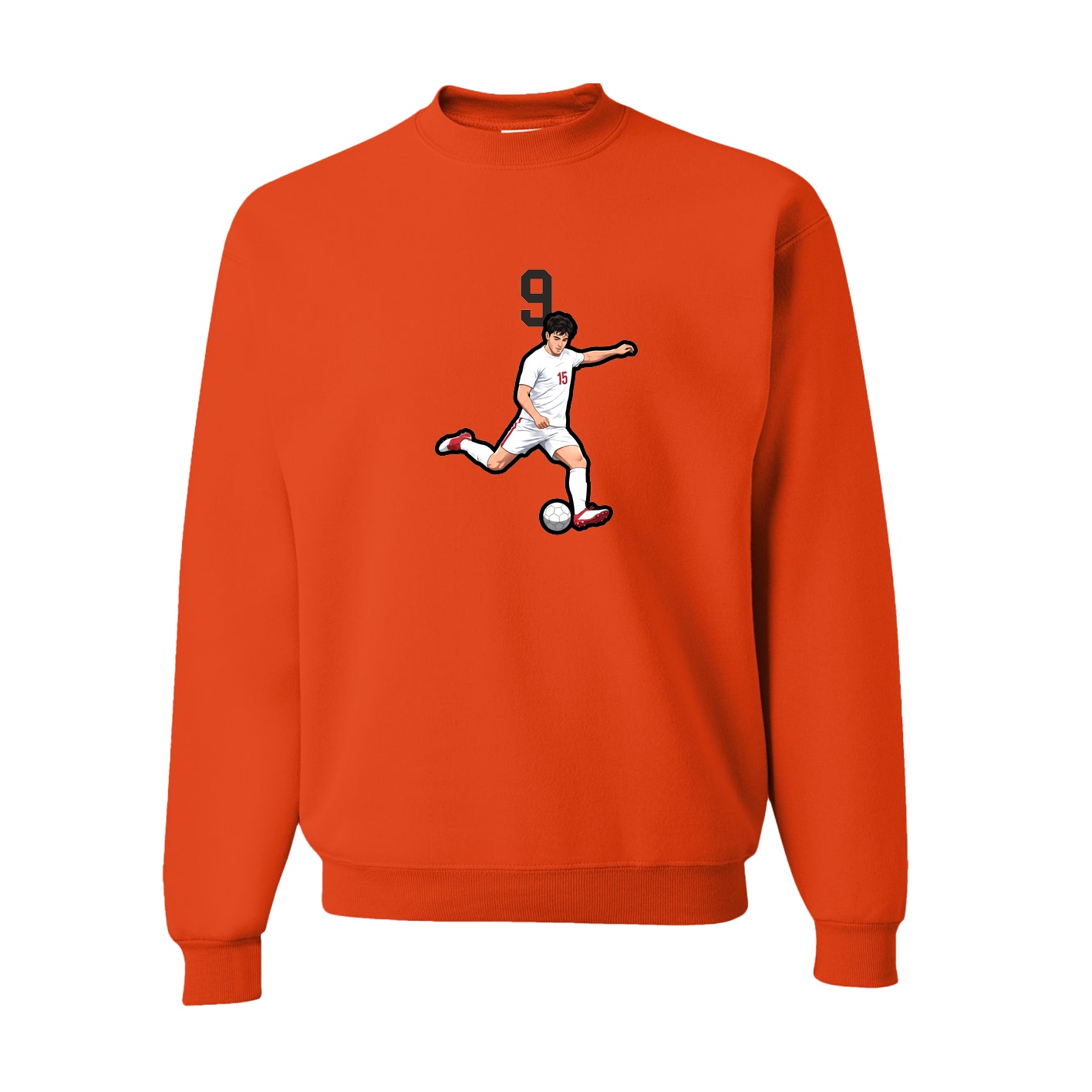 Fleece Crew — Number Top in Orange