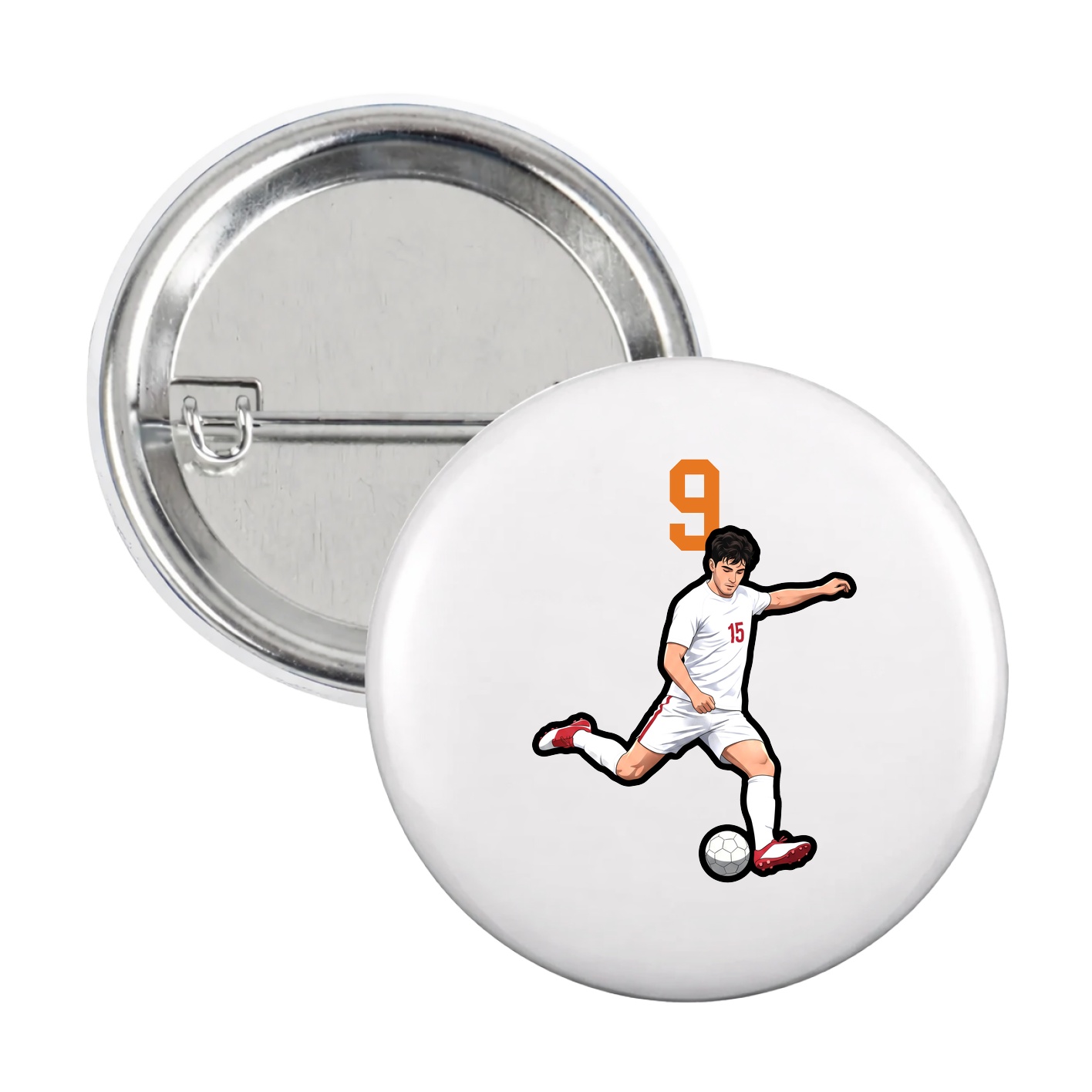 Game Day Button — Number Top in White