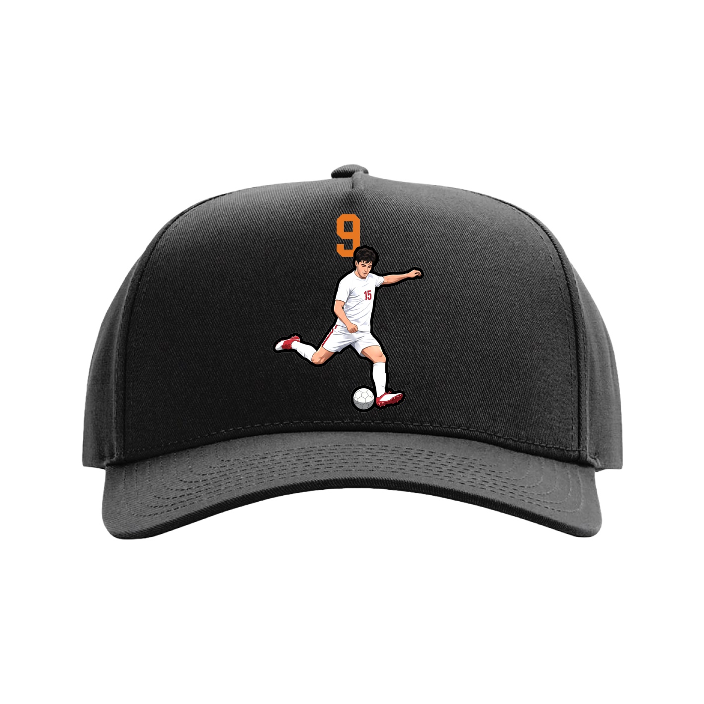 Full Fabric Five-Panel Champ Cap — Number Top in Black