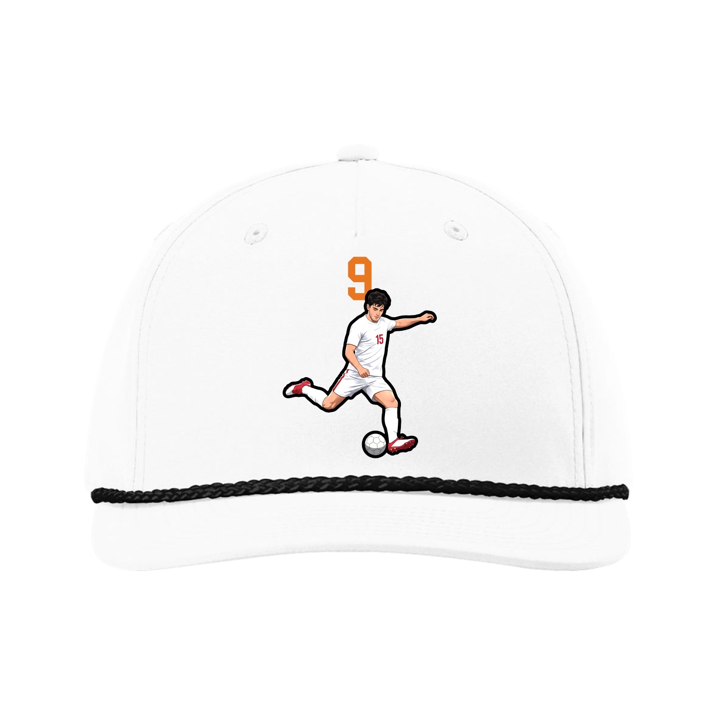 Five-Panel Classic Rope Cap — Number Top in White