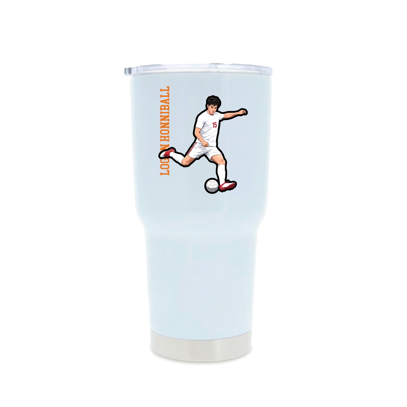 30oz Stainless Steel Tumbler — Name Vertical in White