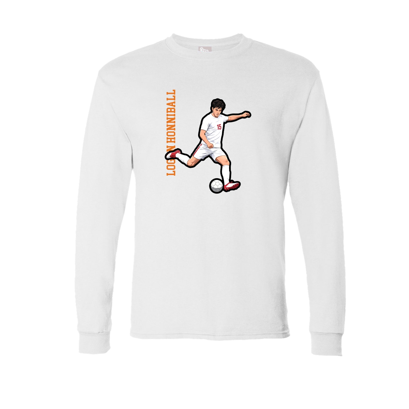 Long Sleeve Tee — Name Vertical in White