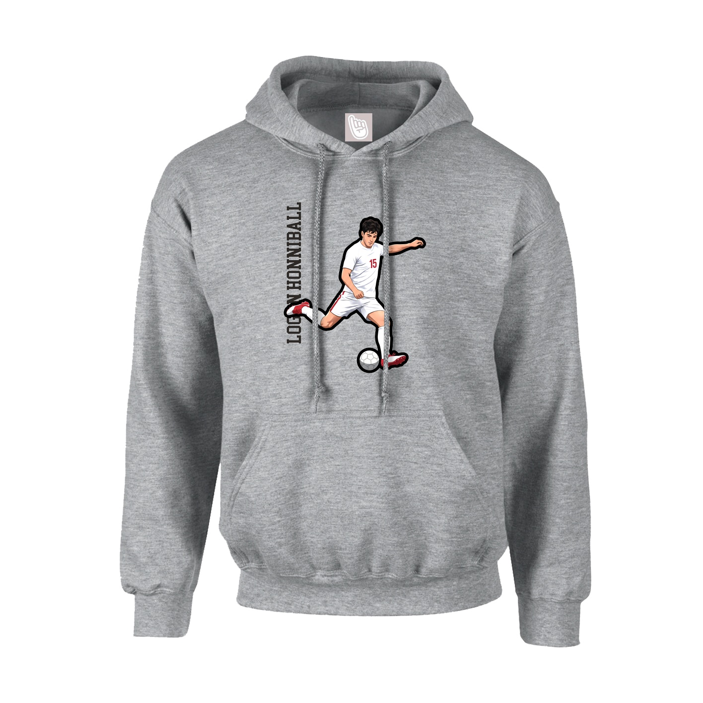 Hoodie — Name Vertical in Grey