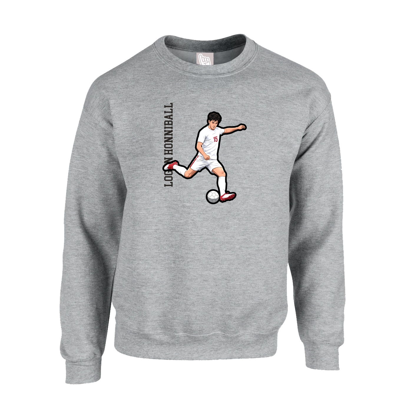 Fleece Crew — Name Vertical in Grey