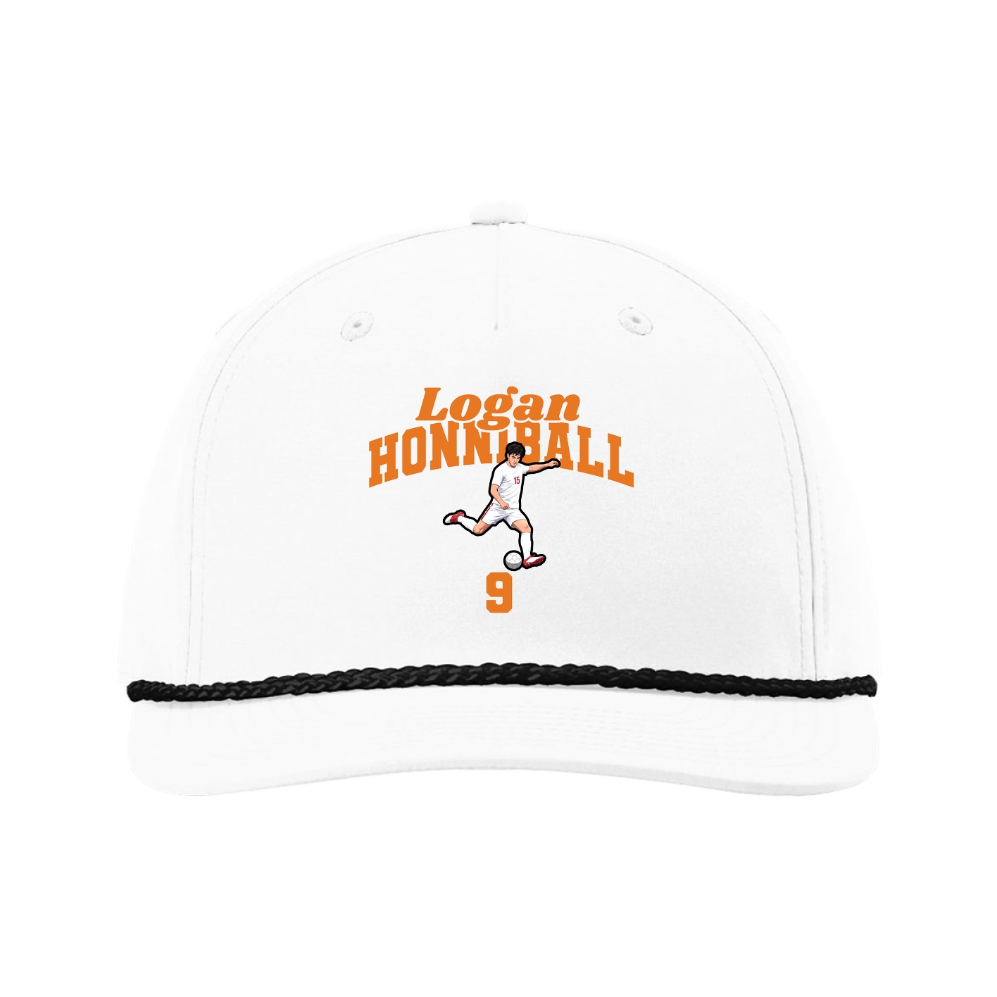 Five-Panel Classic Rope Cap — Signature Arch in White