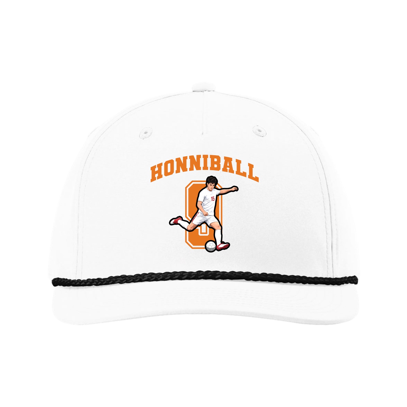 Five-Panel Classic Rope Cap — Number in White