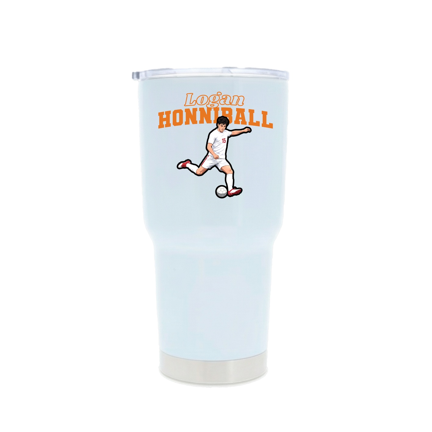 30oz Stainless Steel Tumbler — Name Arch in White