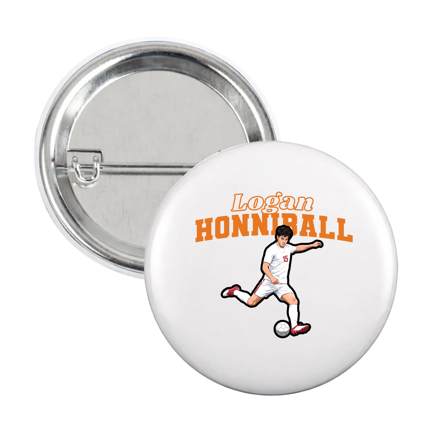 Game Day Button — Name Arch in White