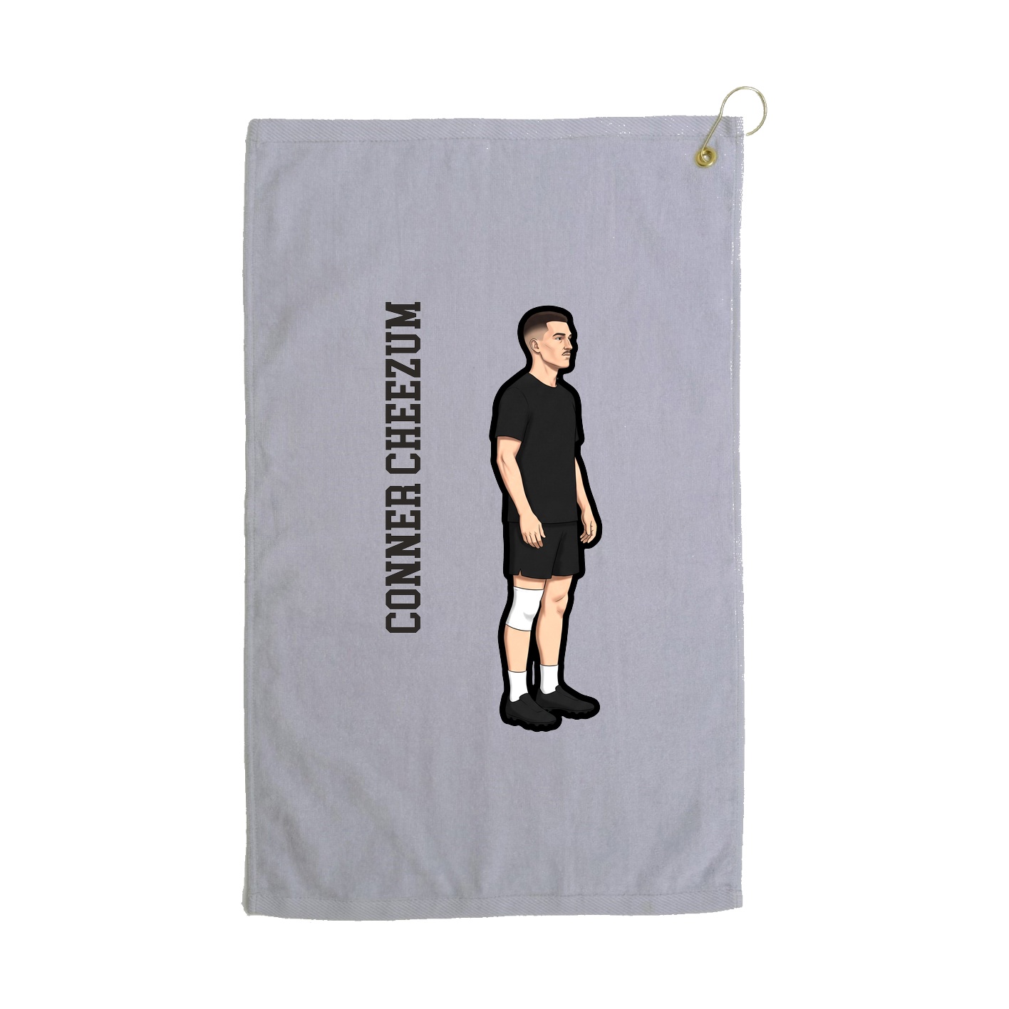 Golf Towel — Name Vertical in Grey