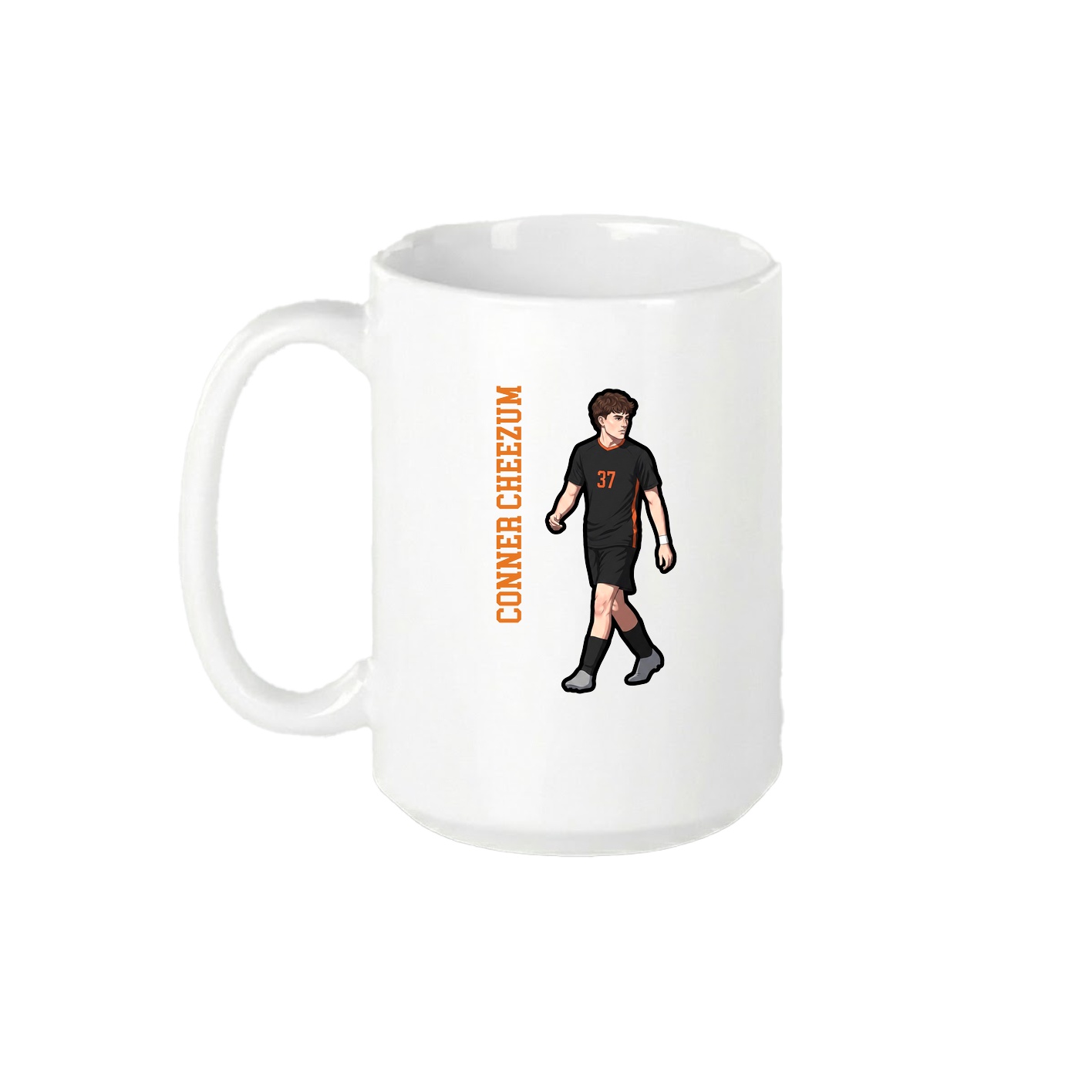15oz Coffee Mug — Name Vertical in White