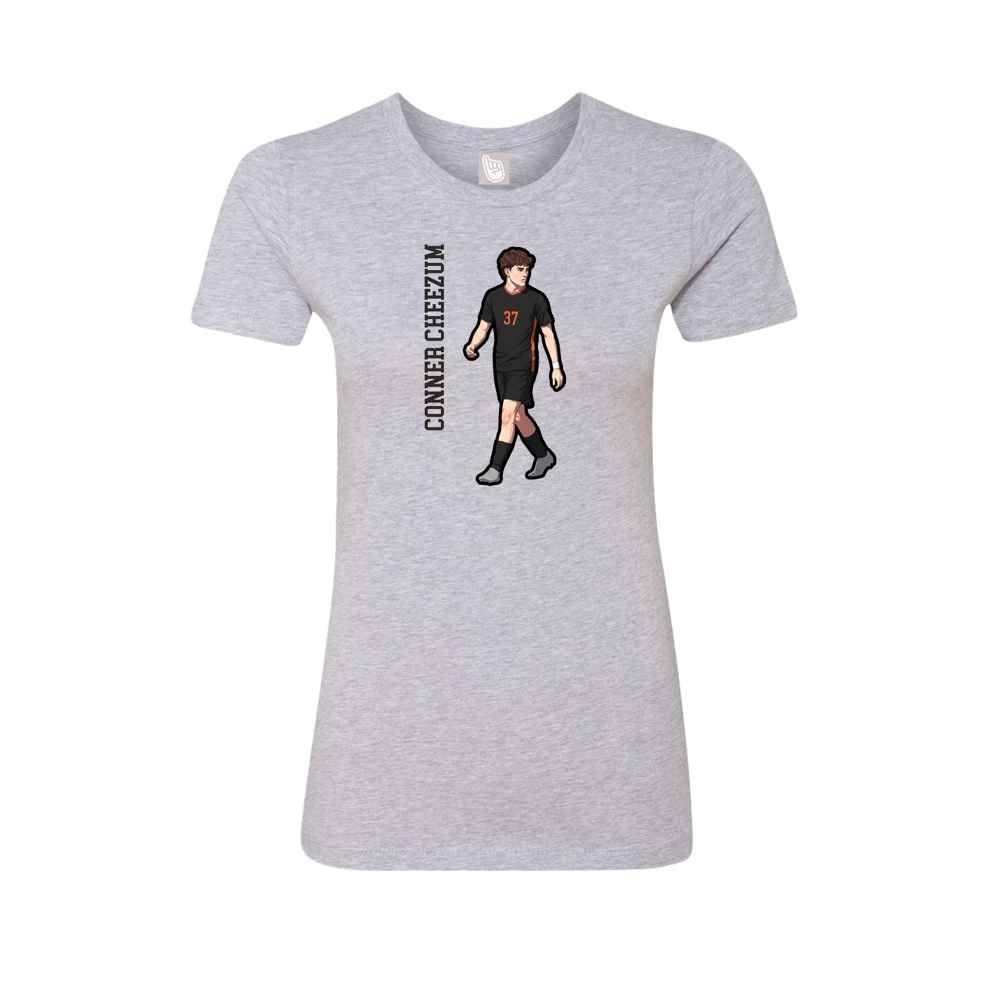 Fitted Women's Tee — Name Vertical in Grey