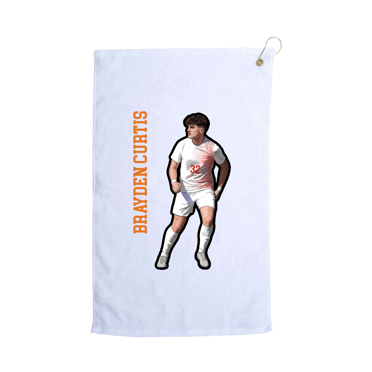 Golf Towel — Name Vertical in White