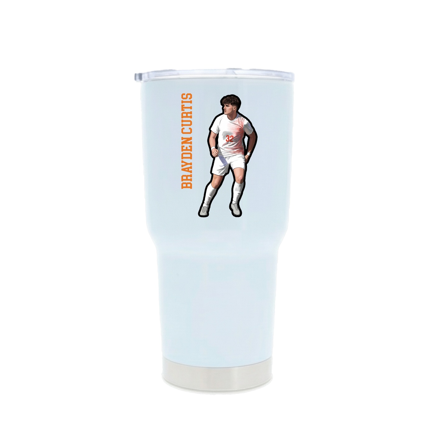 30oz Stainless Steel Tumbler — Name Vertical in White