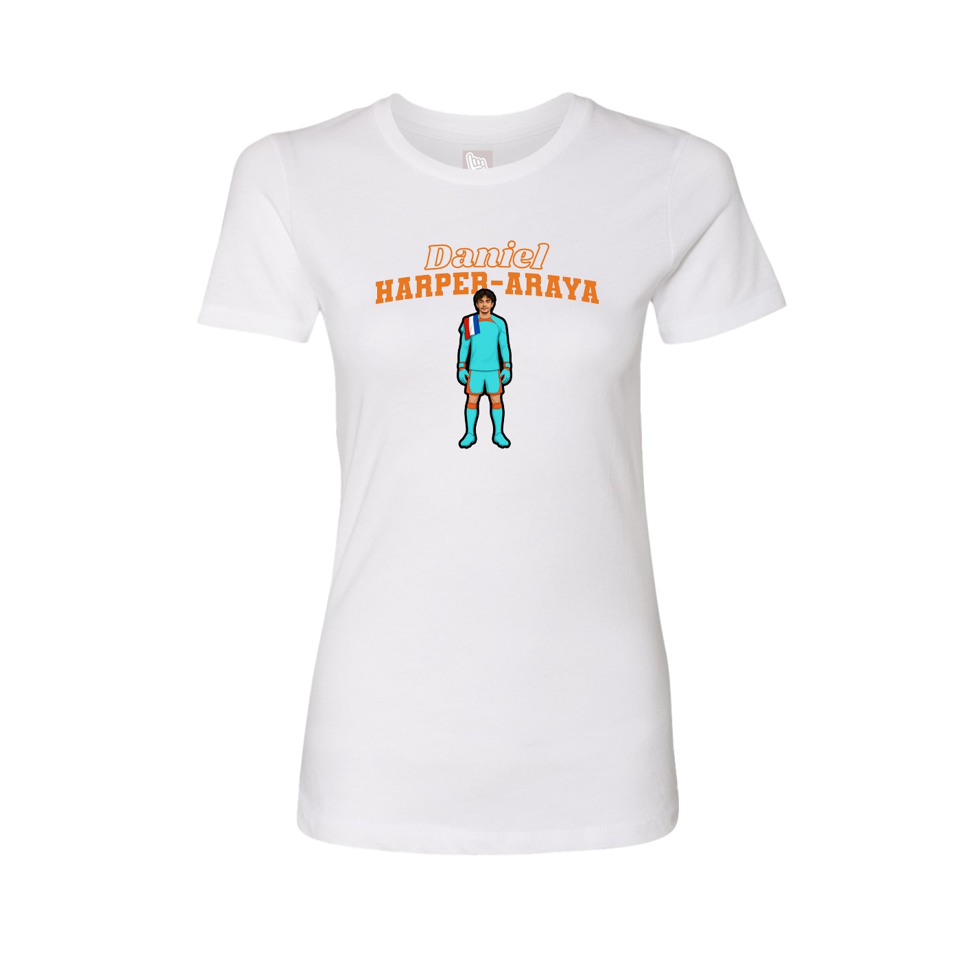 Fitted Women's Tee — Name Arch in White